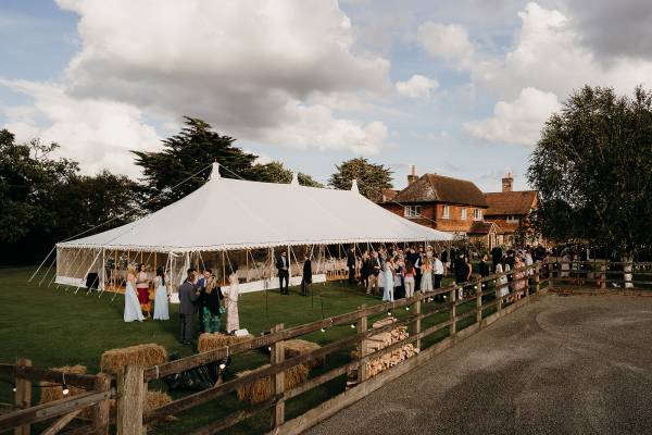 Congregating outside a traditional tent