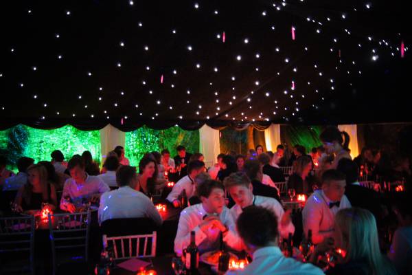 Eighteenth birthday in blacked out marquee