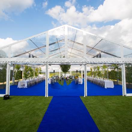 Completely transparent marquee by day