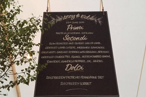 Hanging blackboard menus