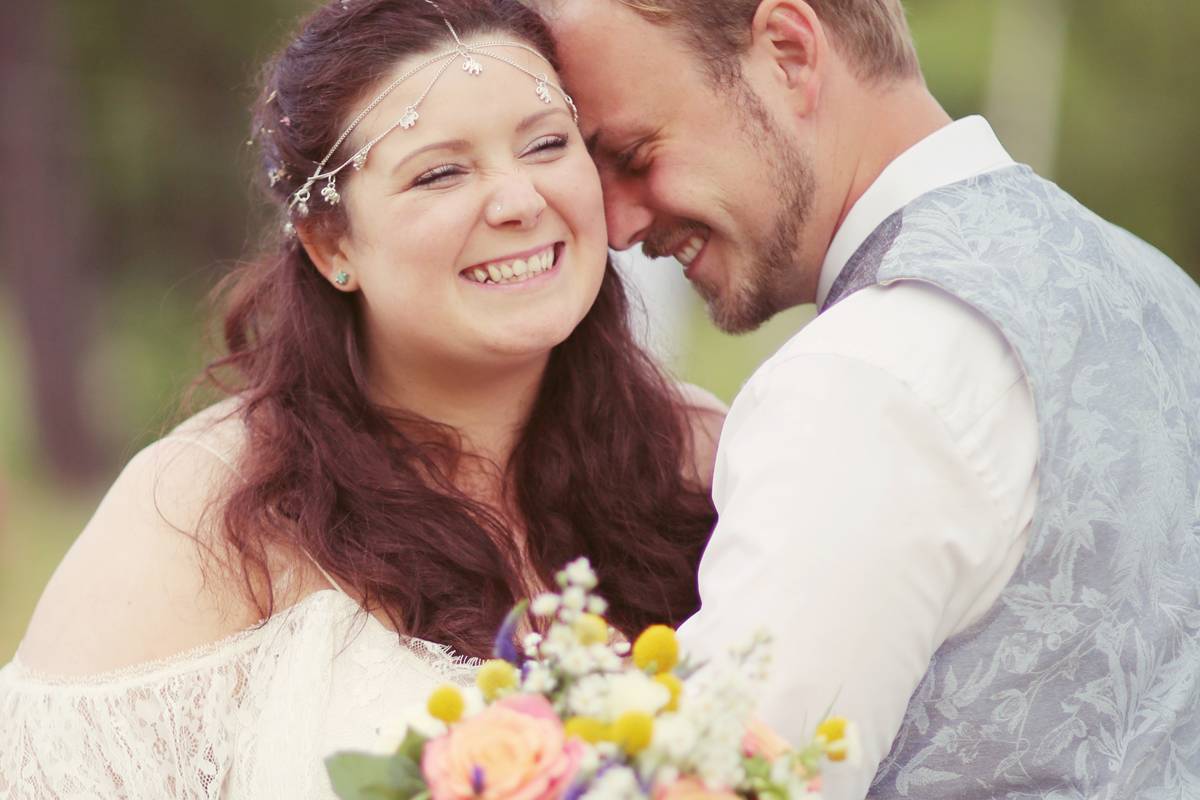 Happy bride and groom