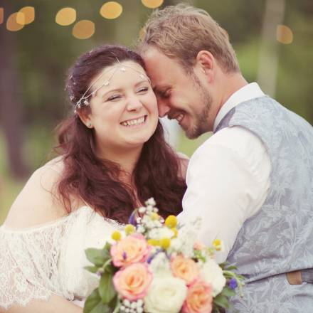 Happy bride and groom