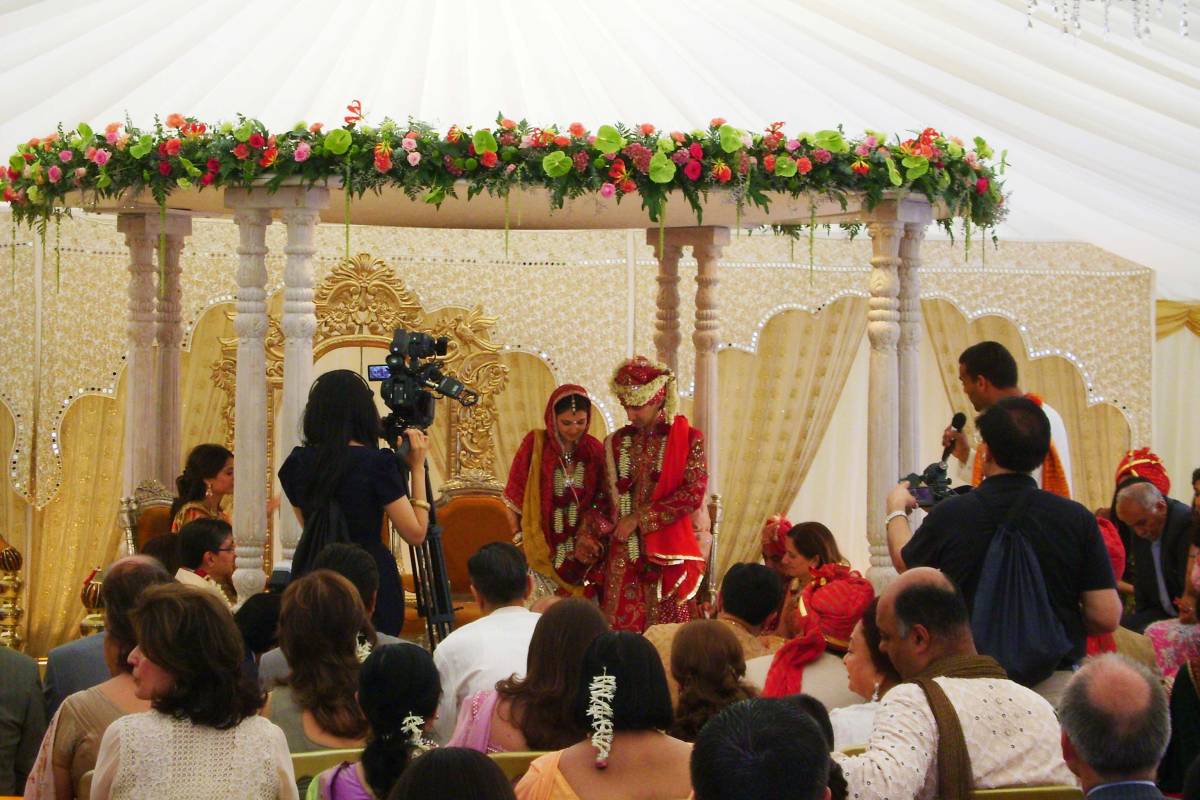 Hindi wedding with beautiful mandap in a marquee