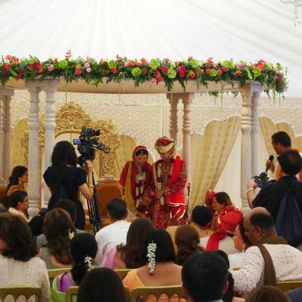 Hindi wedding with beautiful mandap in a marquee