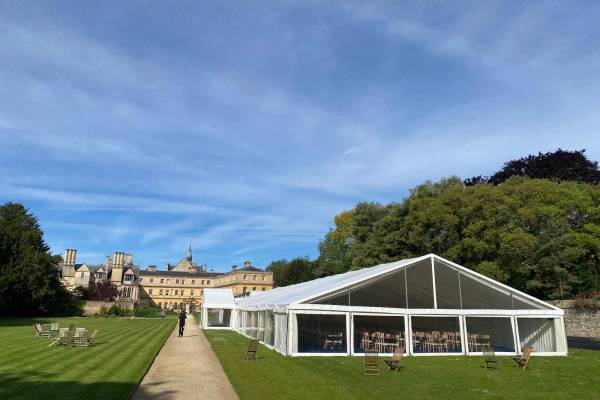 Large frame tent for Trinity College, Oxford University