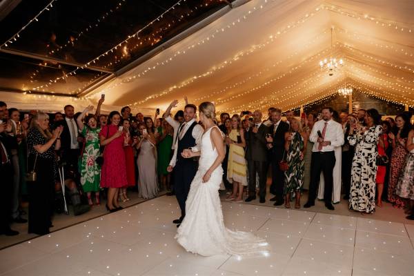First dance on a white starlight dance floor