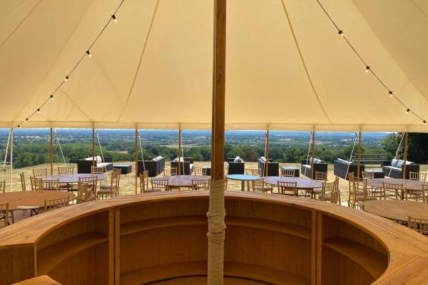 Traditional marquee with spectacular views