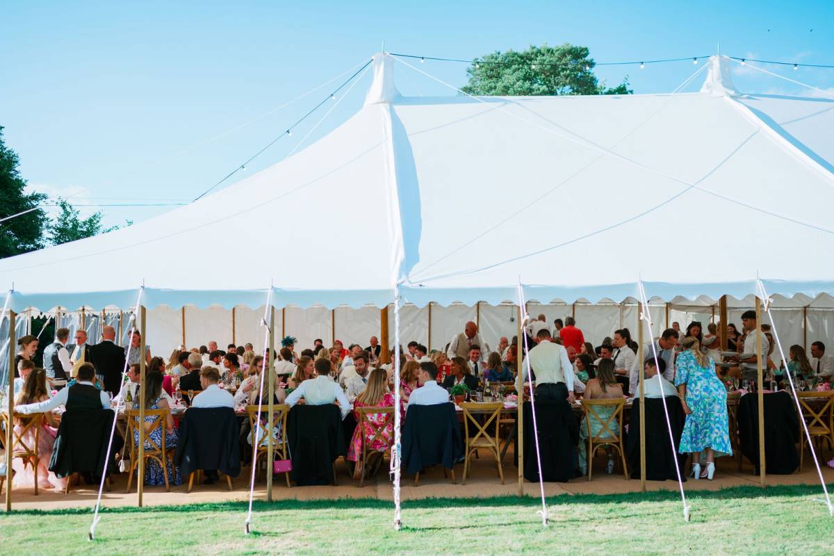 Marquee wedding reception in full flow