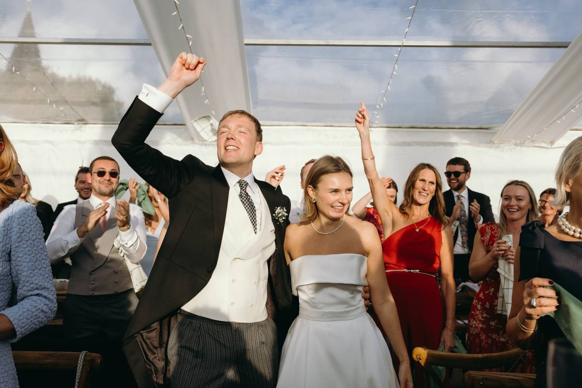 Yesss! from happy bride and groom at their wedding
