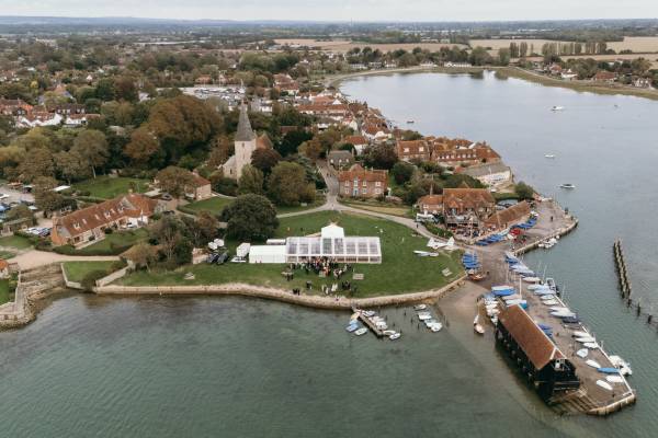 Clear marquee by the sea