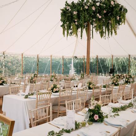 Flowery interior of a traditional tent
