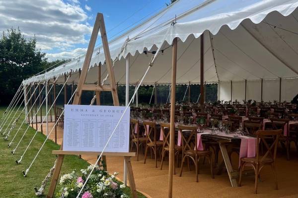 Seating plan at marquee entrance