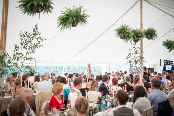 Marquee wedding reception in full swing