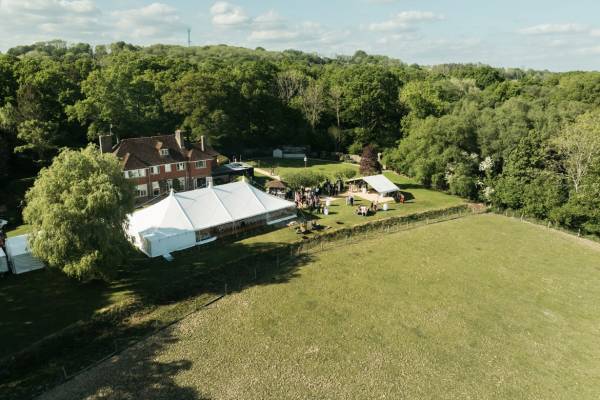 Aerial view of traditional style marquee