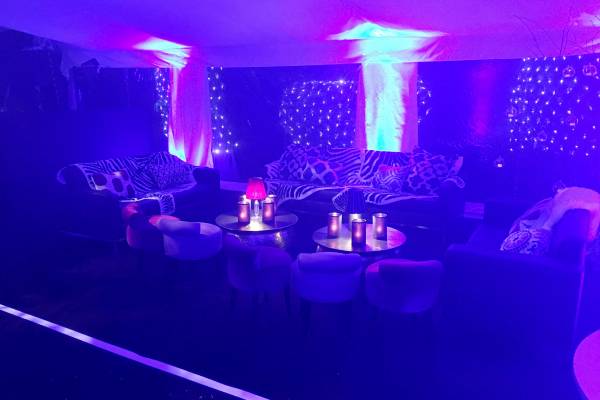 Chillout area with sofas and rugs