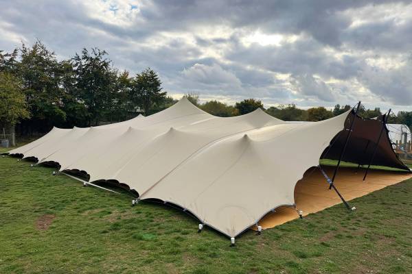 Exterior of stretch tent