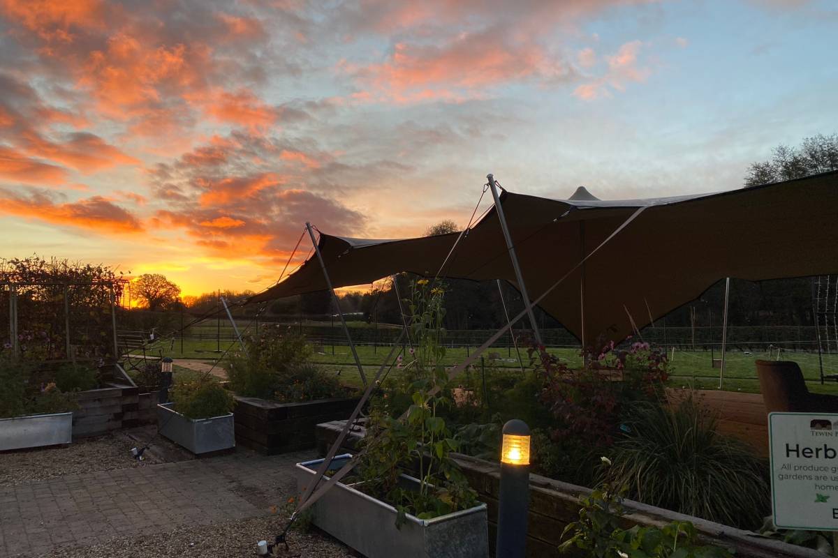 Stretch tent at sunset