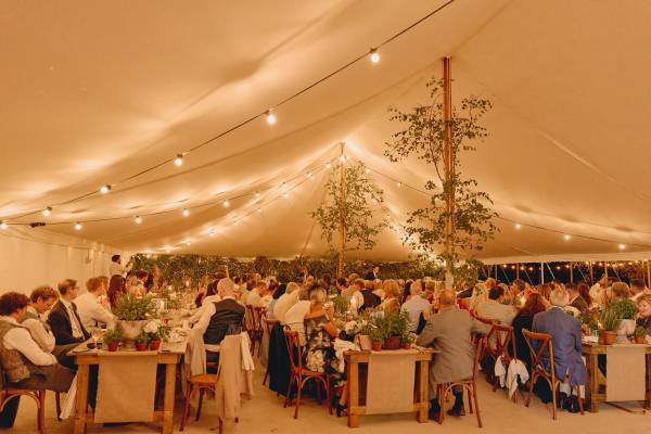 Packed interior of a traditional tent