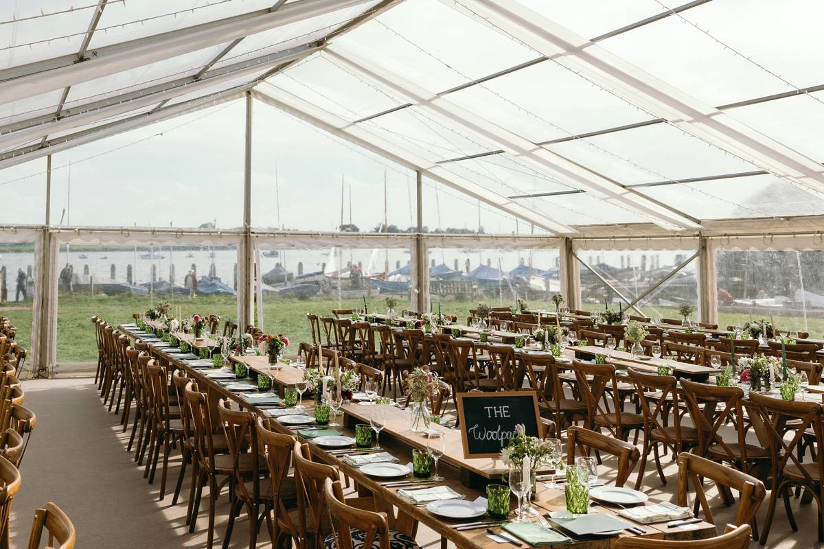 Seaside views from a clear marquee