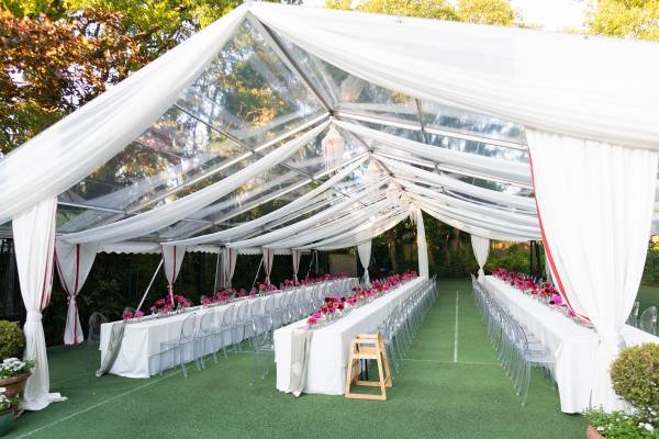 Floaty styled transparent marquee with fabric