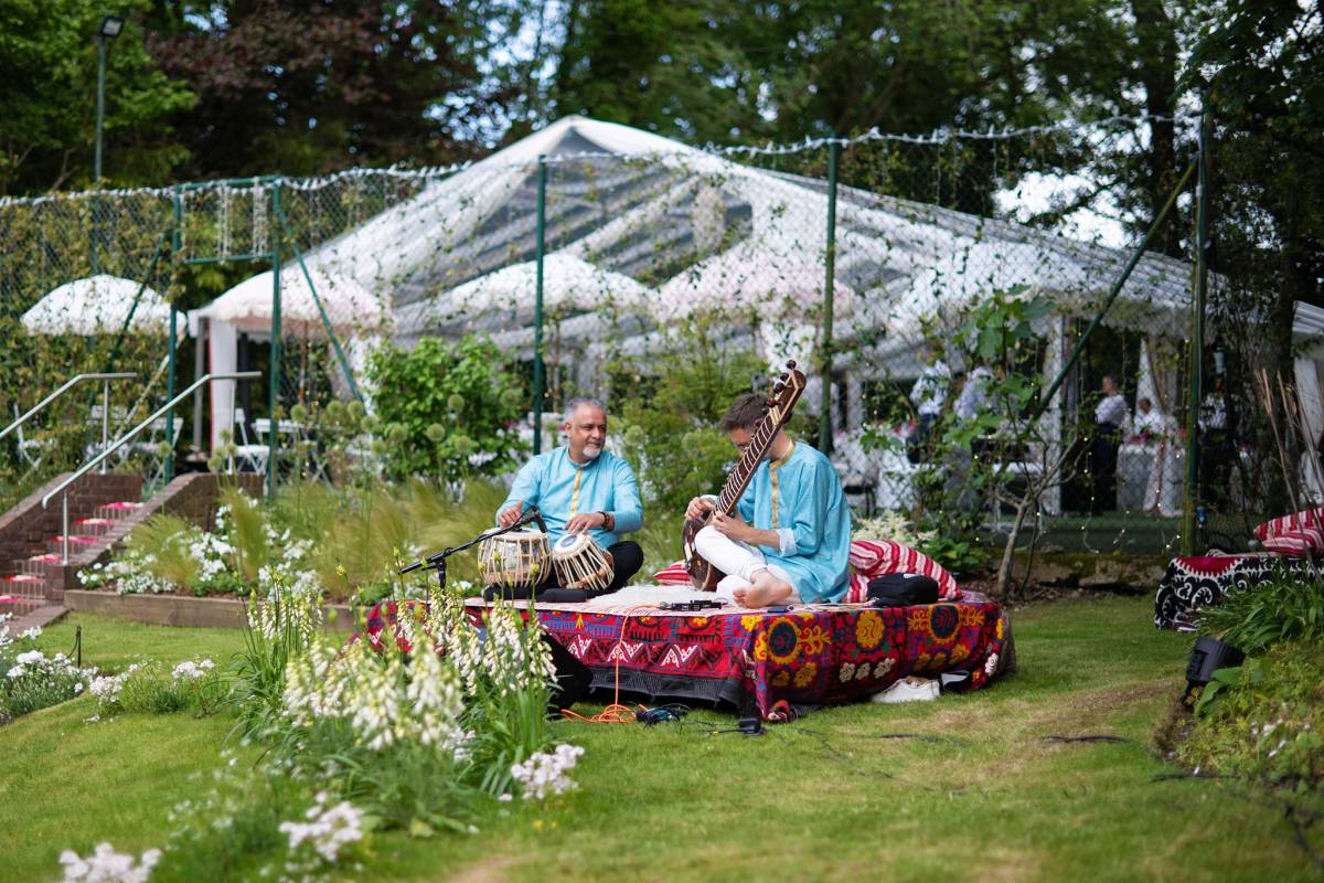 Clear frame marquee on a tennis court