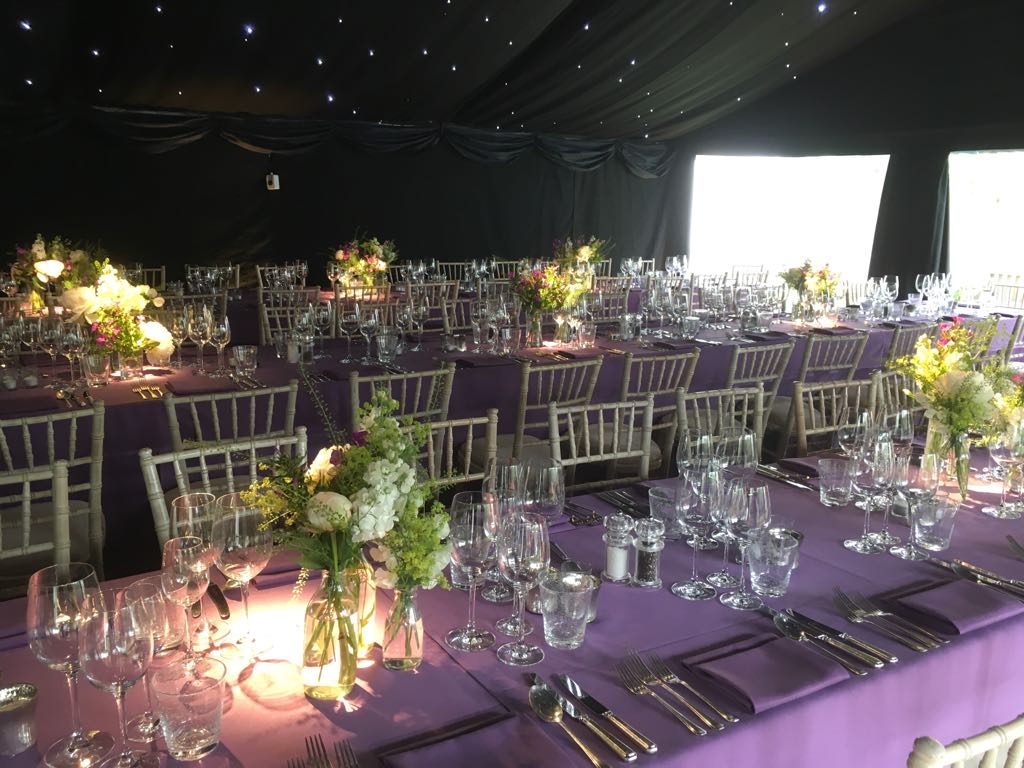 Blacked out marquee in Roehampton