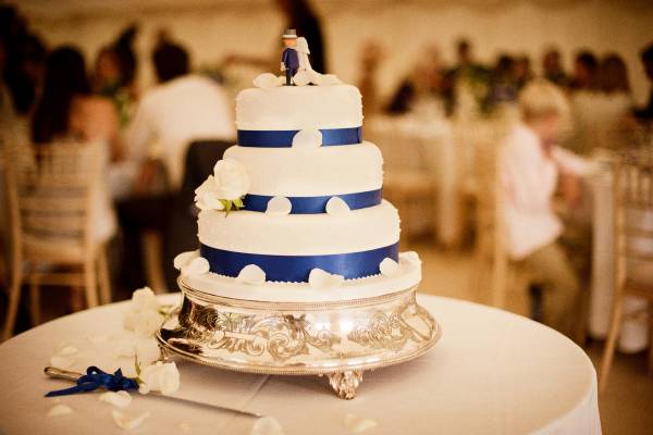 Wedding cake on cake table
