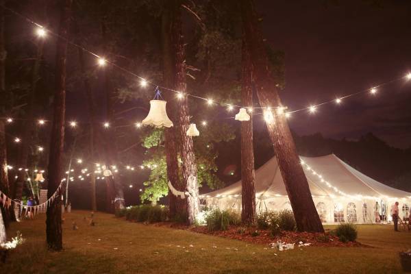 Traditional marquee lit up at night