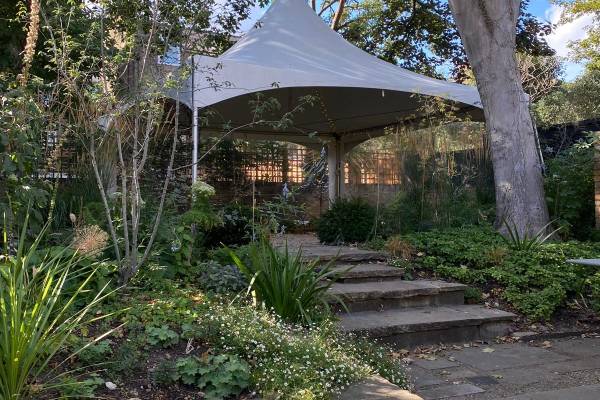 Single pagoda tent as a pretty garden featurue