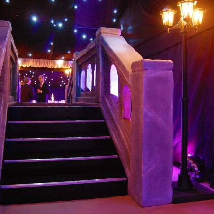Rialto styled bridge in Venice themed marquee