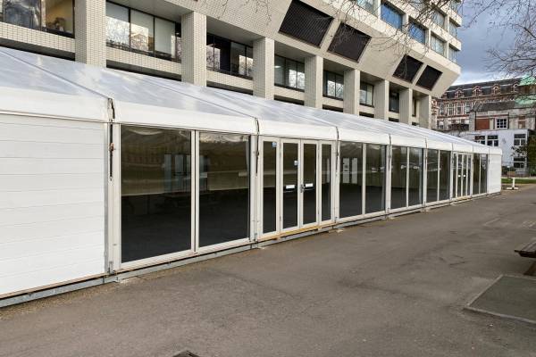 emporary marquee on hard-standing in public space