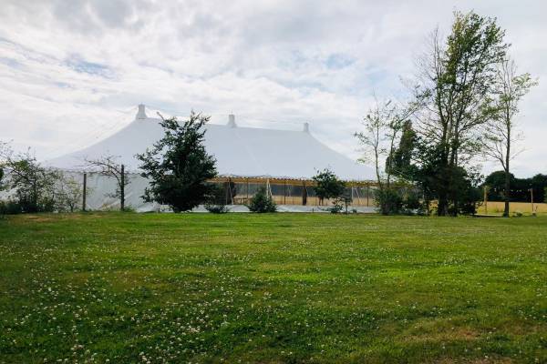 Traditional marquee in a field