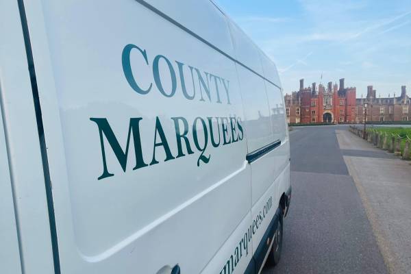 County Marquees van arrives at a venue