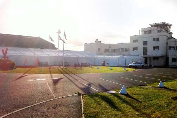 L-shaped marquee at Shoreham airport