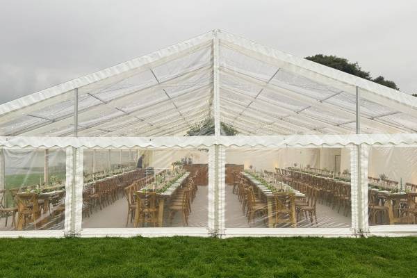 Exterior view of empty transparent marquee
