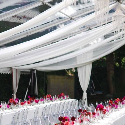 Floaty drapery over transparent roof