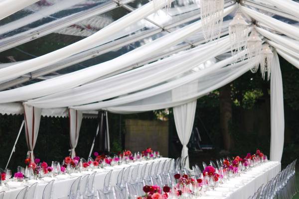 Floaty drapery over transparent roof