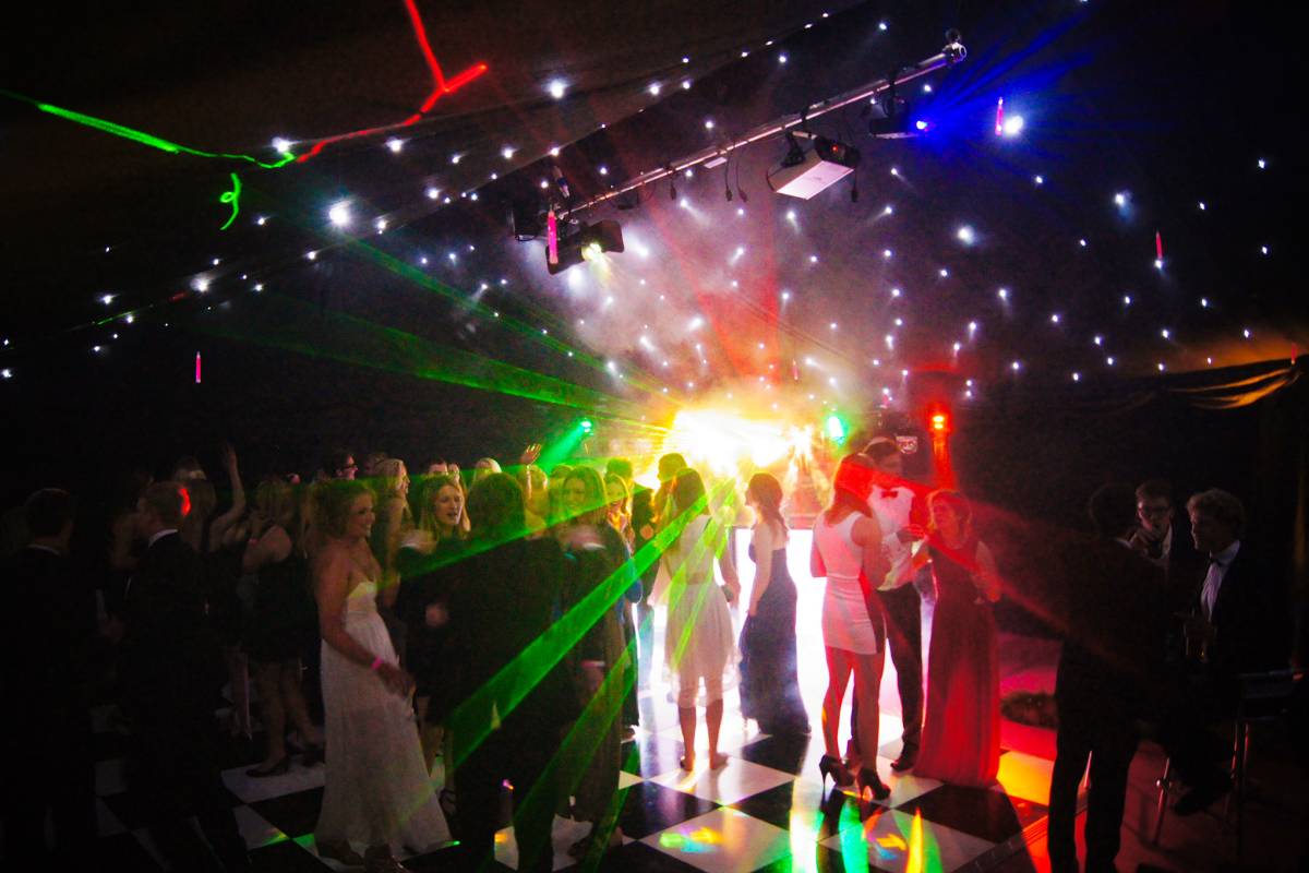 Dancing marquee with disco lighting