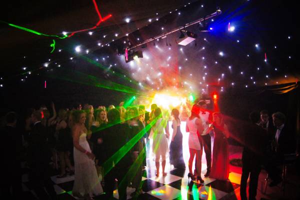 Dancing marquee with disco lighting
