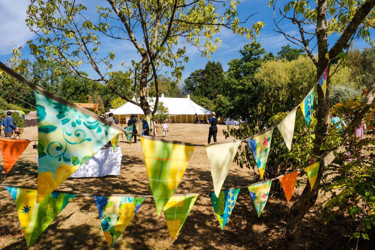 View of a traditional tent through bunting