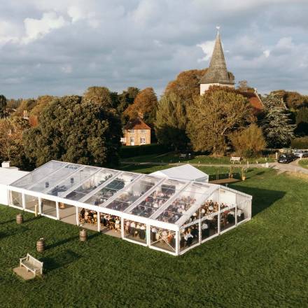 Drone view of clear marquee