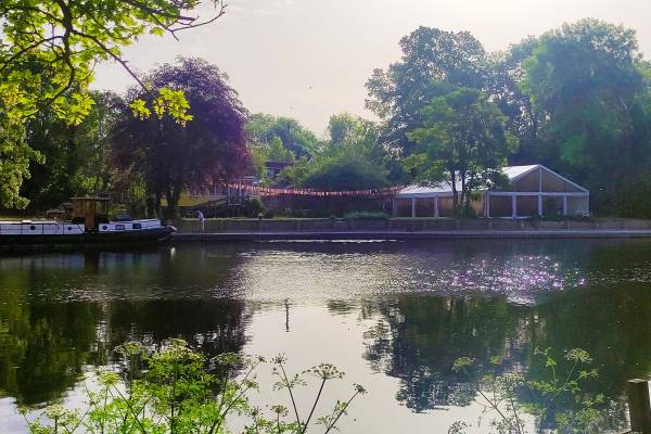 Frame marquee on a dreamy summer riverbank